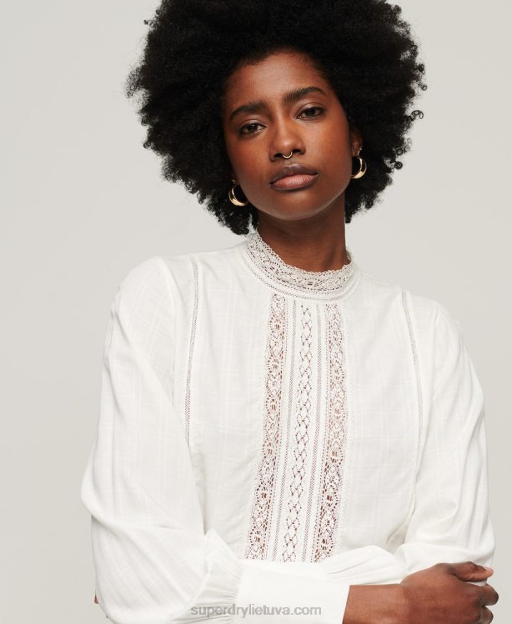 Superdry Studios Lace Mix Top White Women