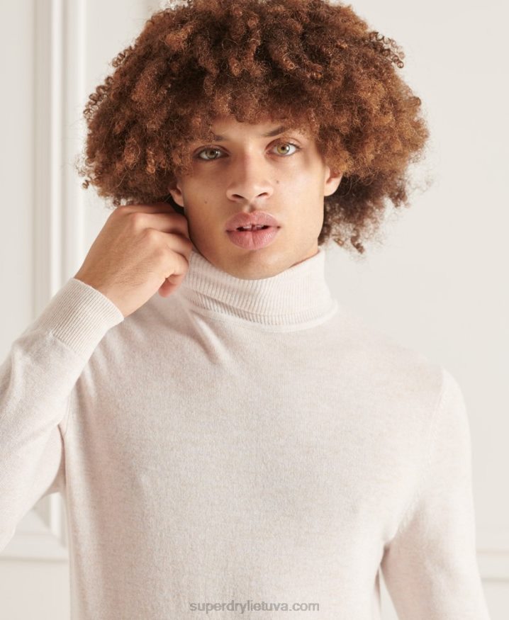 Superdry Studios Lambswool Roll Neck Jumper White Men