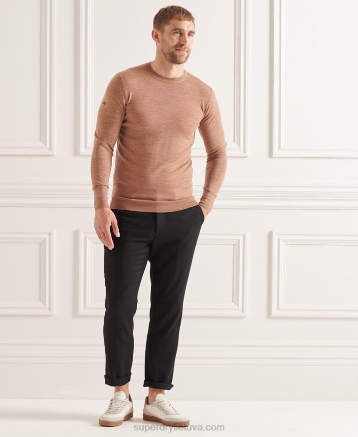 Superdry Studios Merino Crew Jumper Beige Men