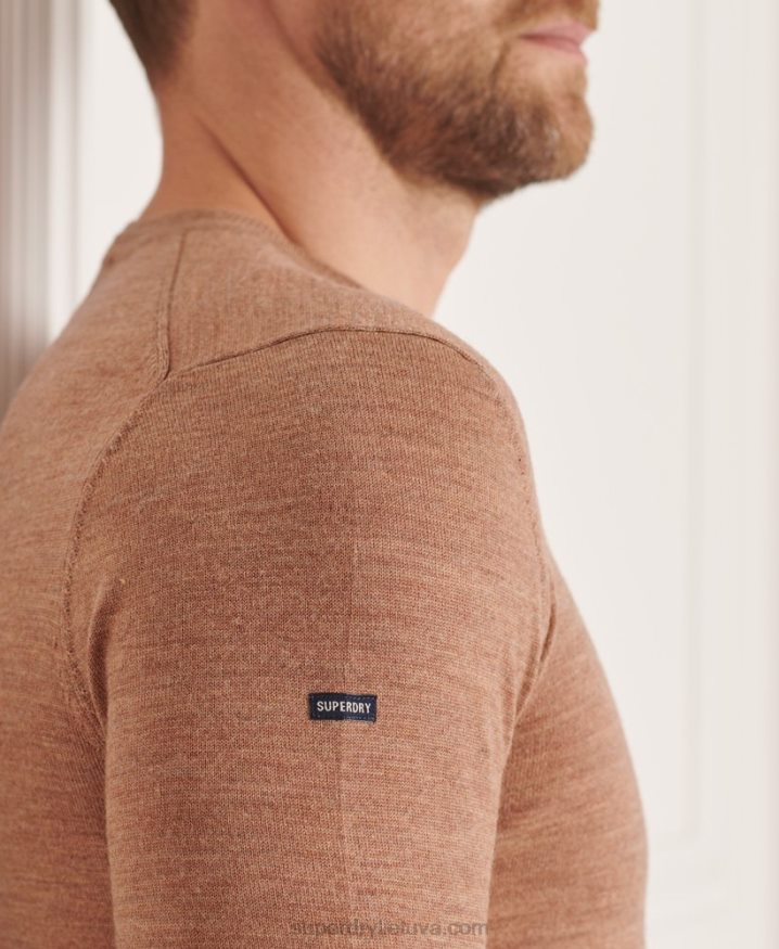 Superdry Studios Merino Crew Jumper Beige Men