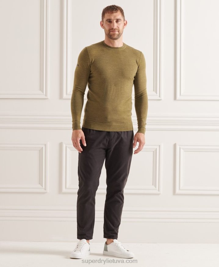 Superdry Studios Merino Crew Jumper Green Men