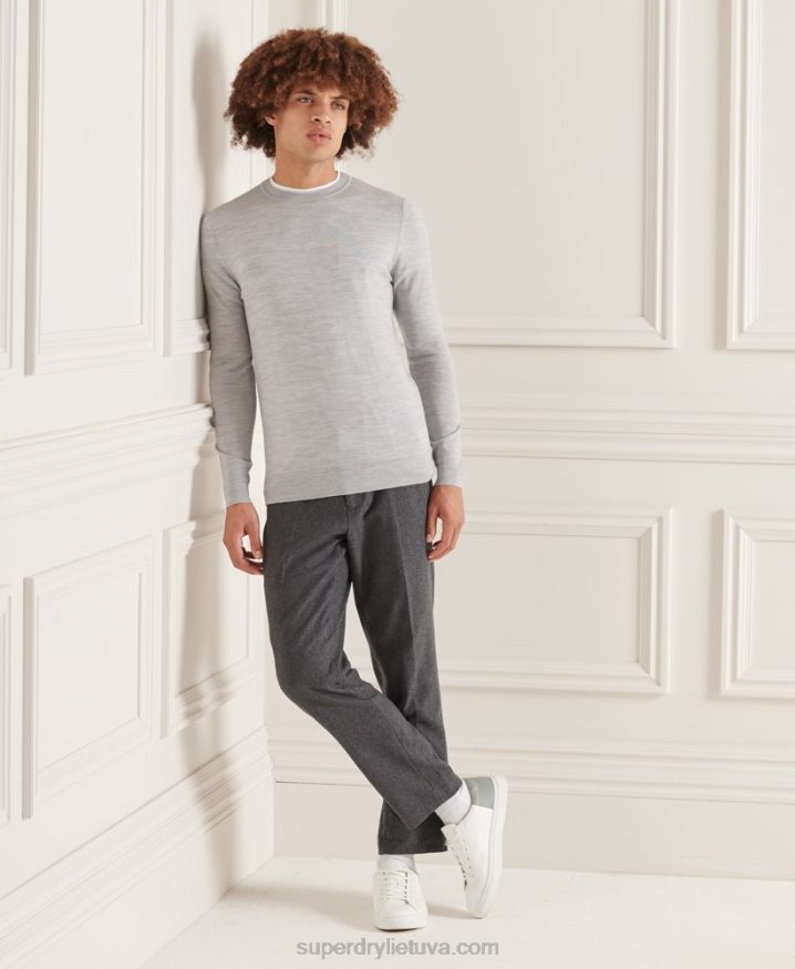 Superdry Studios Merino Crew Jumper Light Grey Men