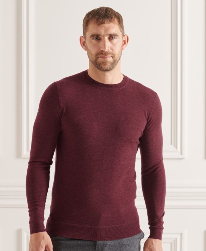 Superdry Studios Merino Crew Jumper Red Men