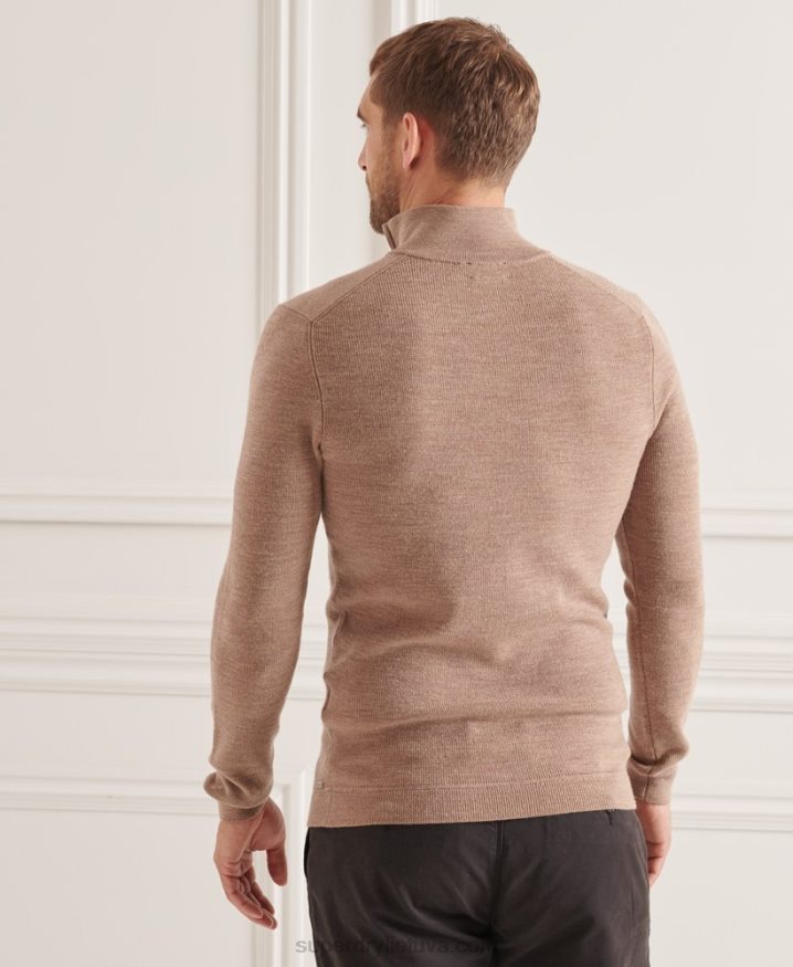 Superdry Studios Merino Henley Jumper Beige Men