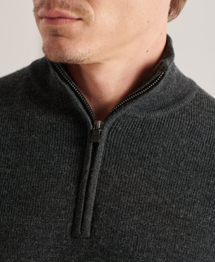 Superdry Studios Merino Henley Jumper Dark Grey Men