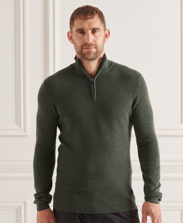 Superdry Studios Merino Henley Jumper Green Men