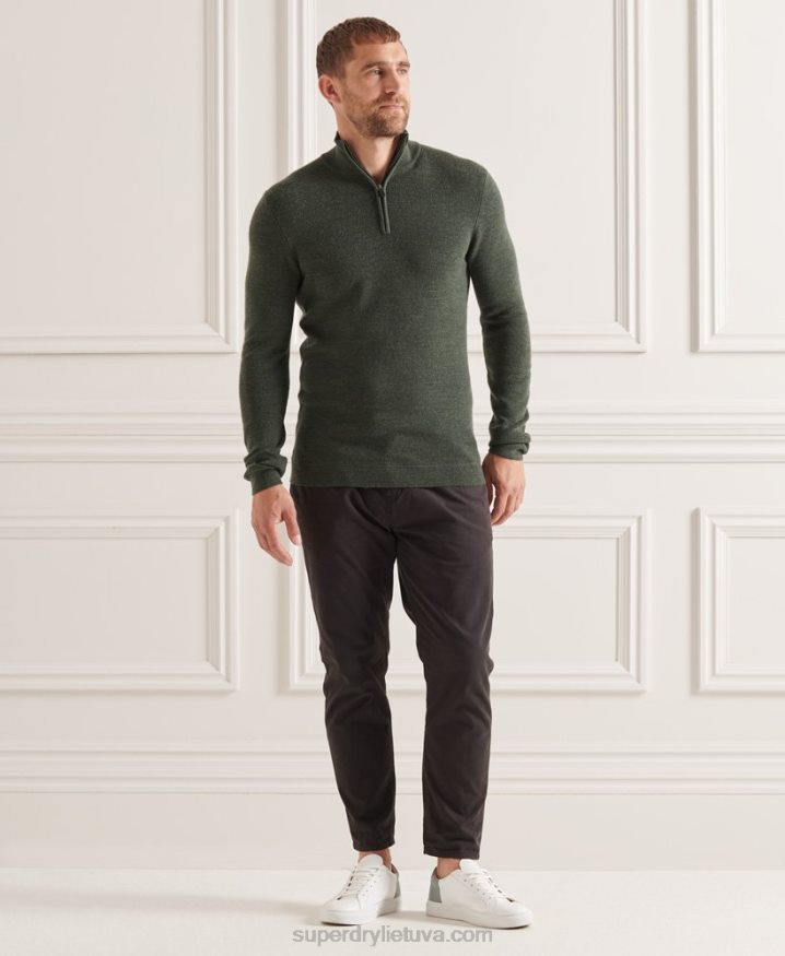 Superdry Studios Merino Henley Jumper Green Men