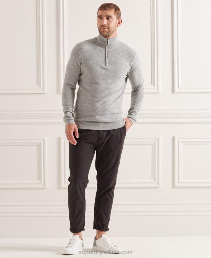 Superdry Studios Merino Henley Jumper Grey Men