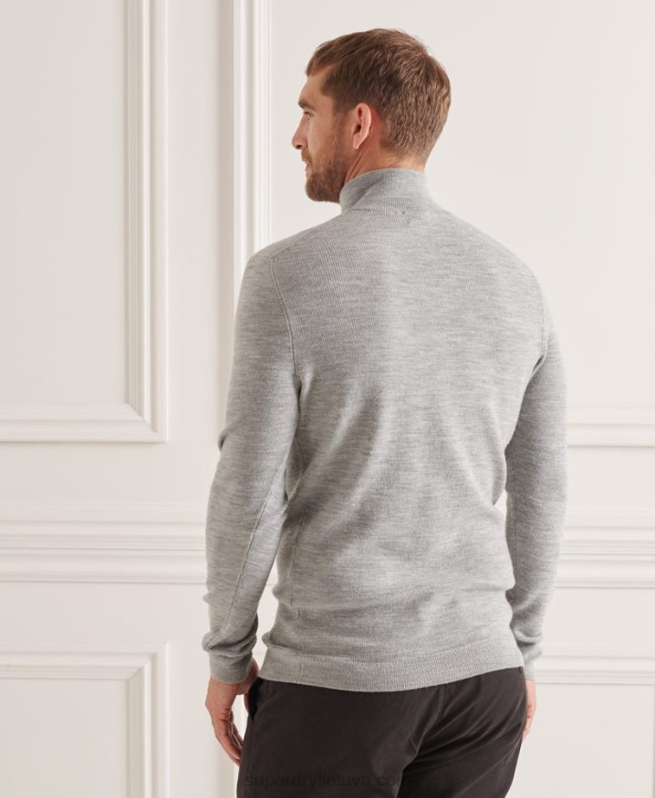 Superdry Studios Merino Henley Jumper Grey Men