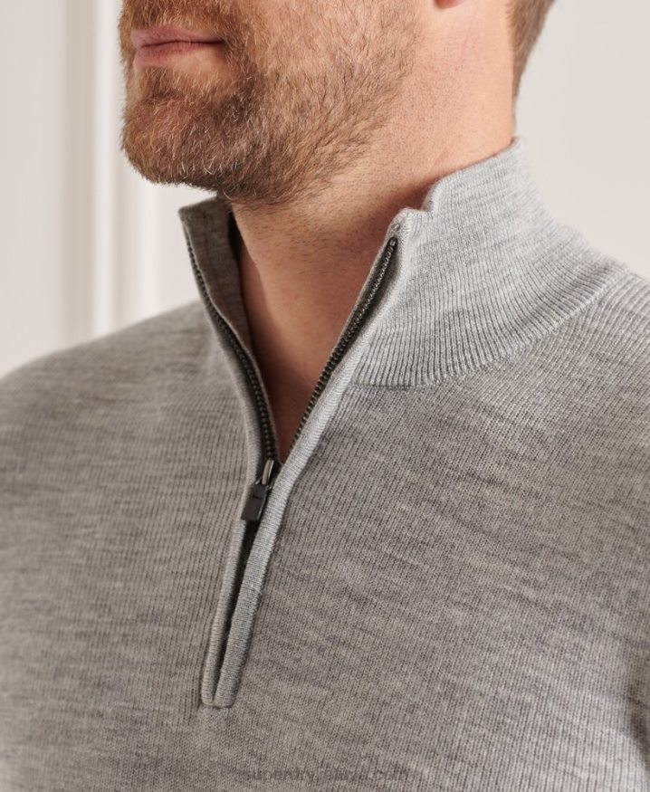 Superdry Studios Merino Henley Jumper Grey Men