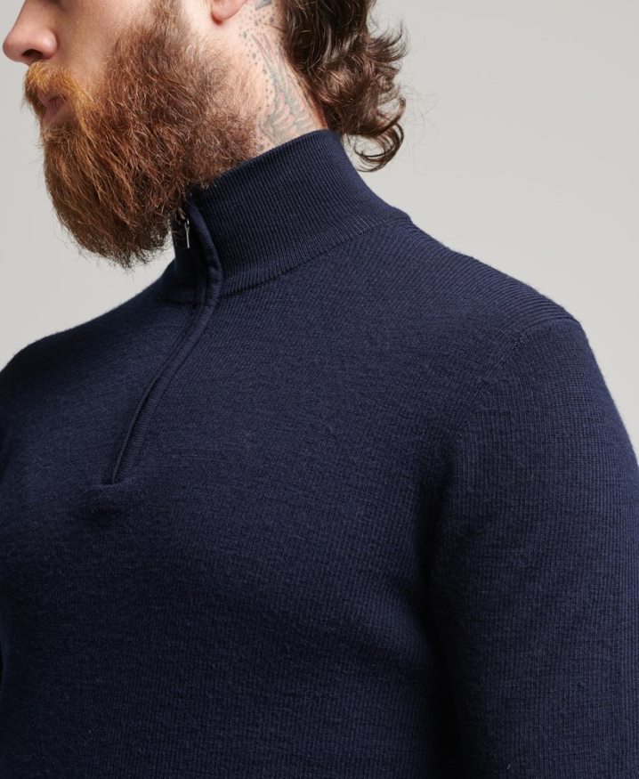 Superdry Studios Merino Henley Jumper Navy Men