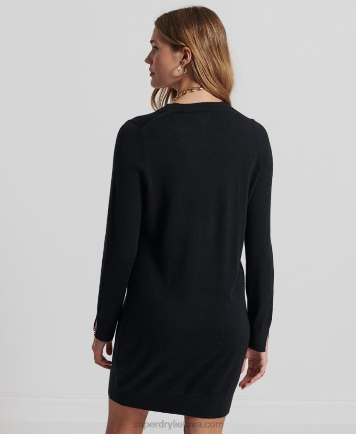 Superdry Studios Merino Knit Mini Dress Black Women