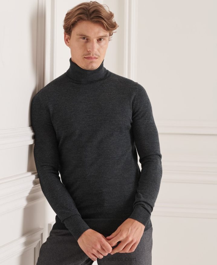 Superdry Studios Merino Roll Neck Jumper Dark Grey Men