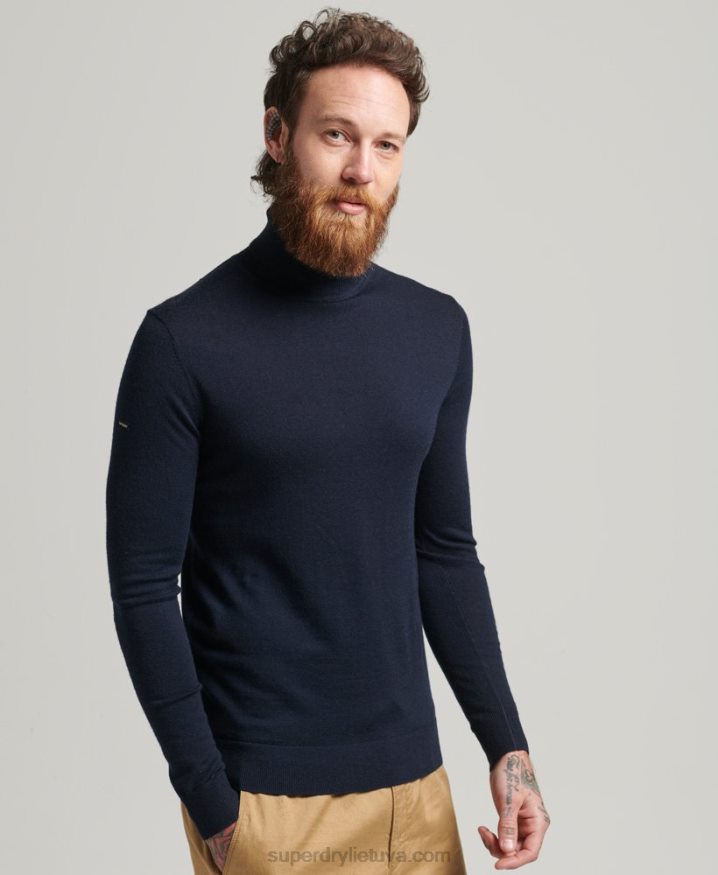 Superdry Studios Merino Roll Neck Jumper Navy Men