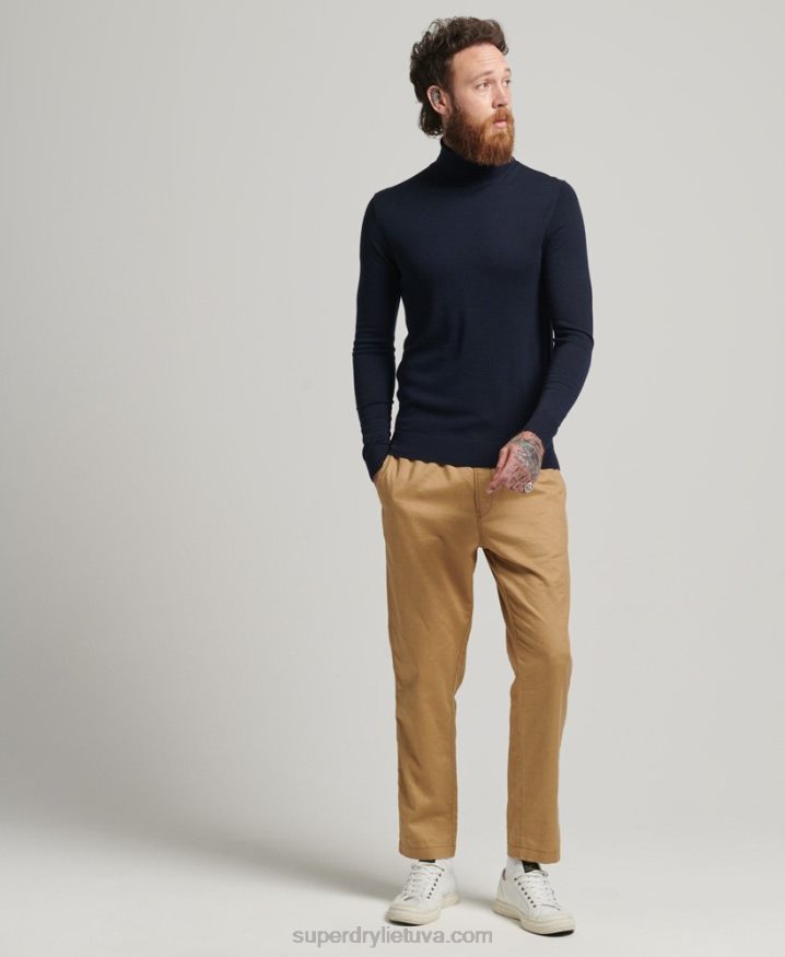 Superdry Studios Merino Roll Neck Jumper Navy Men