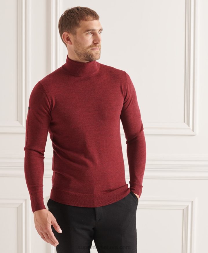 Superdry Studios Merino Roll Neck Jumper Red Men