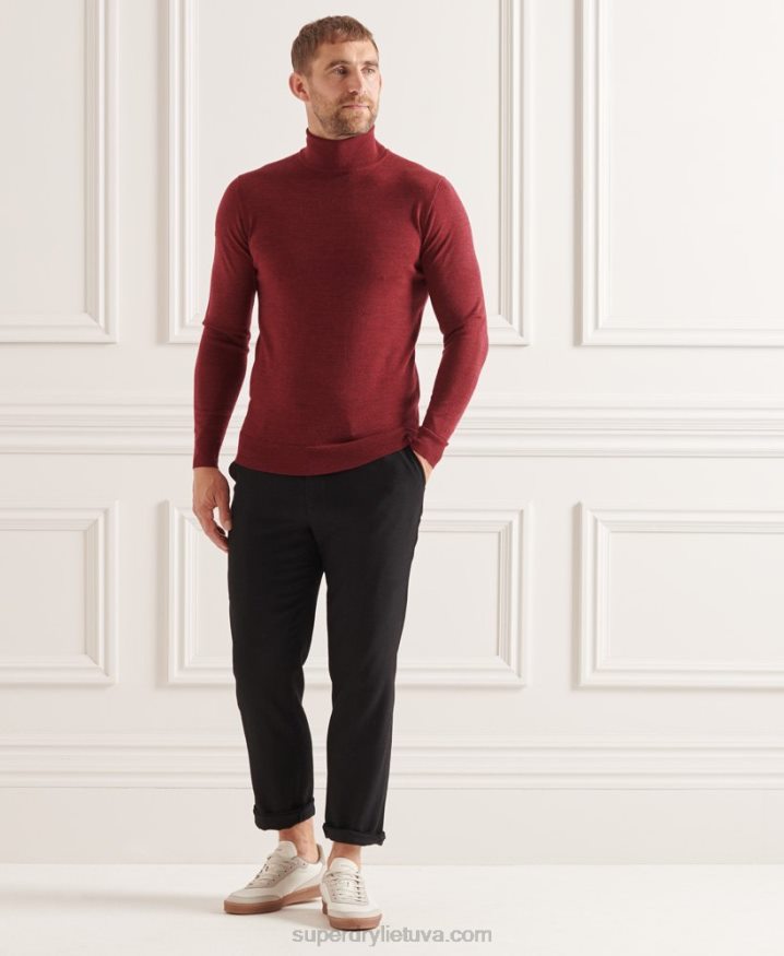 Superdry Studios Merino Roll Neck Jumper Red Men