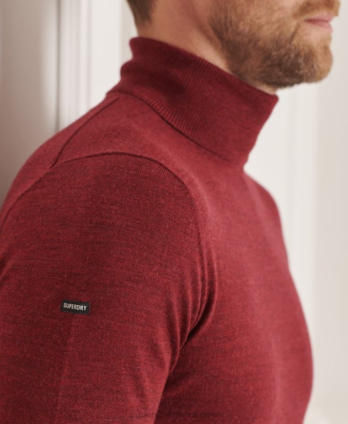 Superdry Studios Merino Roll Neck Jumper Red Men