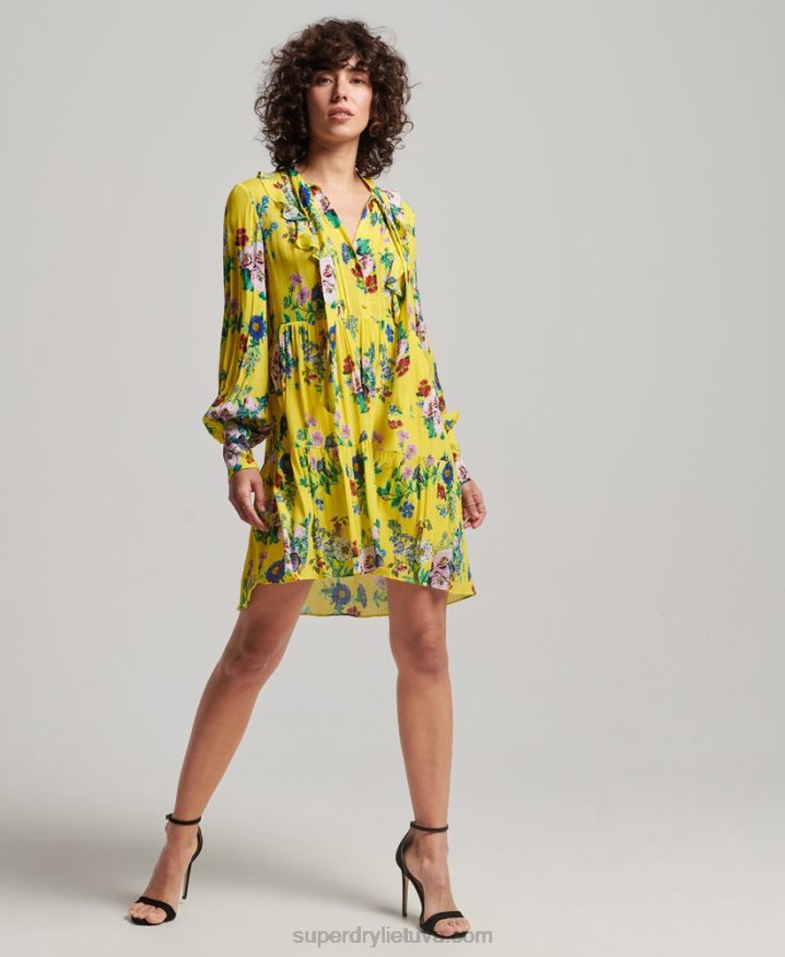 Superdry Studios Off Duty Mini Dress Yellow Women