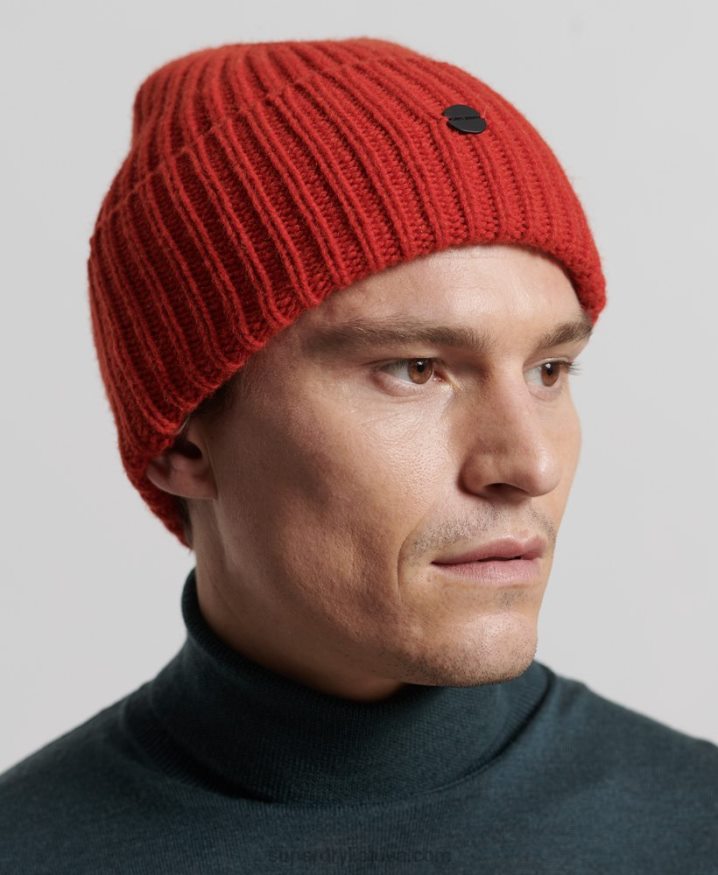 Superdry Studios Premium Ribbed Beanie Orange Men