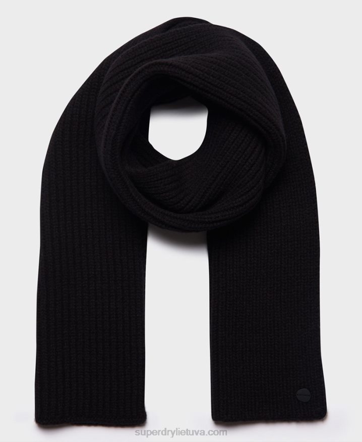 Superdry Studios Premium Ribbed Scarf Black Men