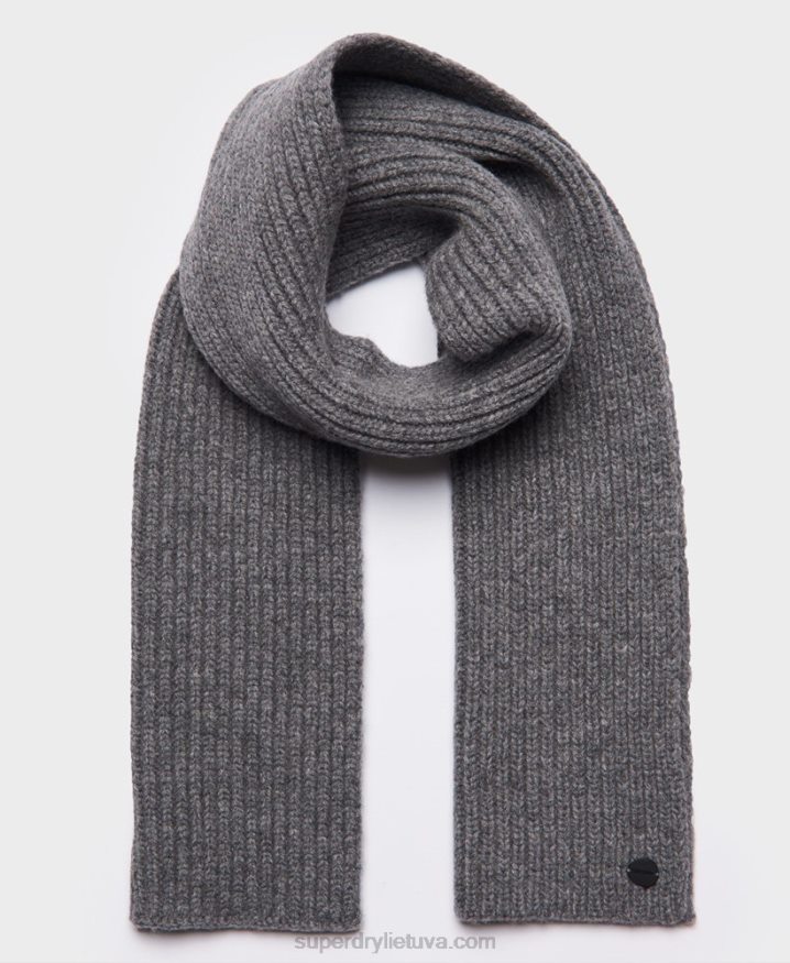 Superdry Studios Premium Ribbed Scarf Light Grey Men