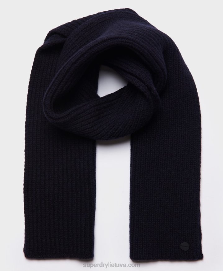 Superdry Studios Premium Ribbed Scarf Navy Men