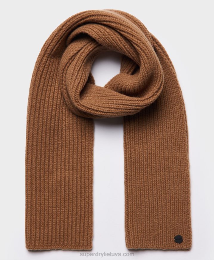 Superdry Studios Premium Ribbed Scarf Tan Men