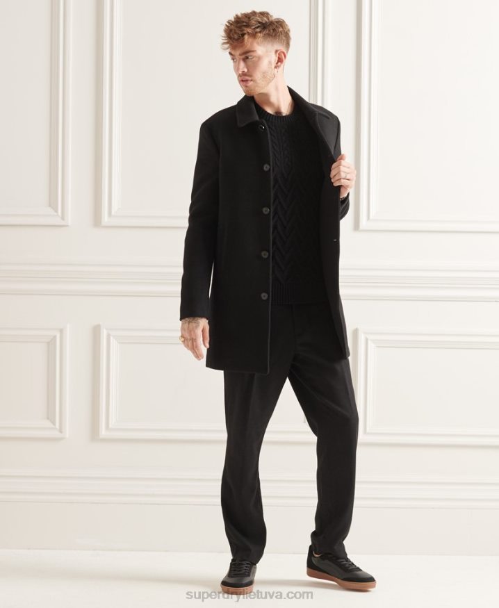 Superdry Studios Wool Car Coat Black Men