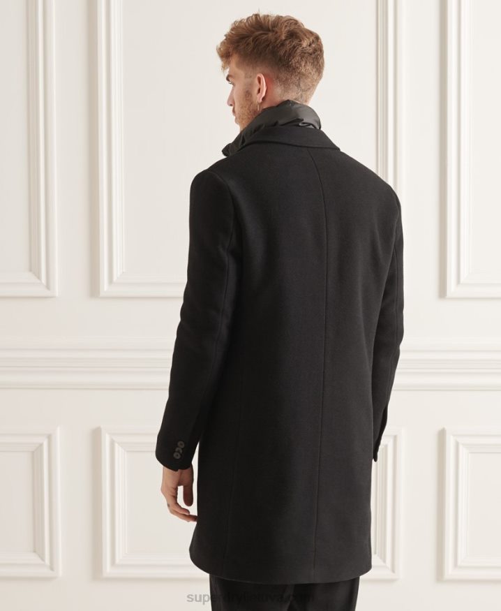 Superdry Studios Wool Padded Town Coat Black Men