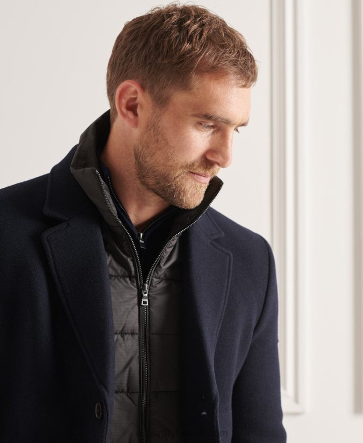 Superdry Studios Wool Padded Town Coat Navy Men