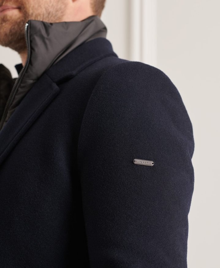 Superdry Studios Wool Padded Town Coat Navy Men