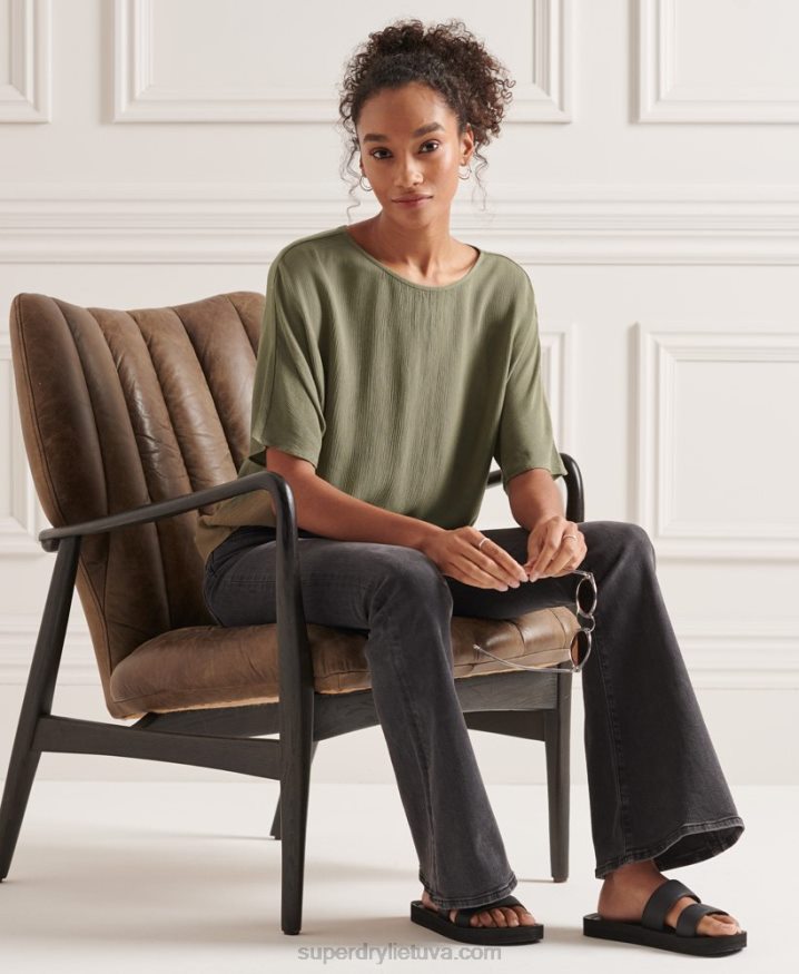 Superdry Studios Woven Top Green Women