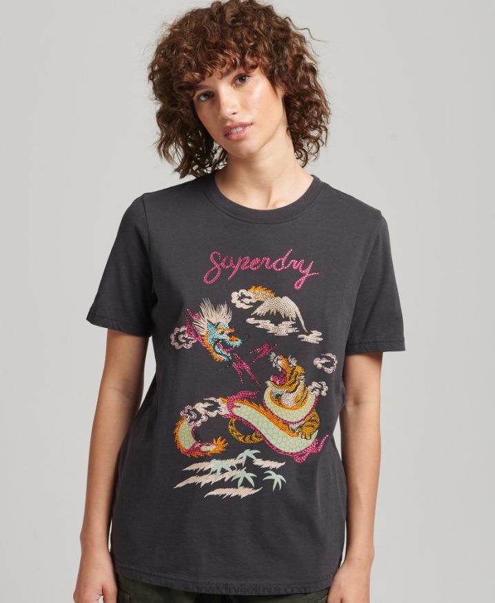 Superdry Suika Graphic T-Shirt Black Women