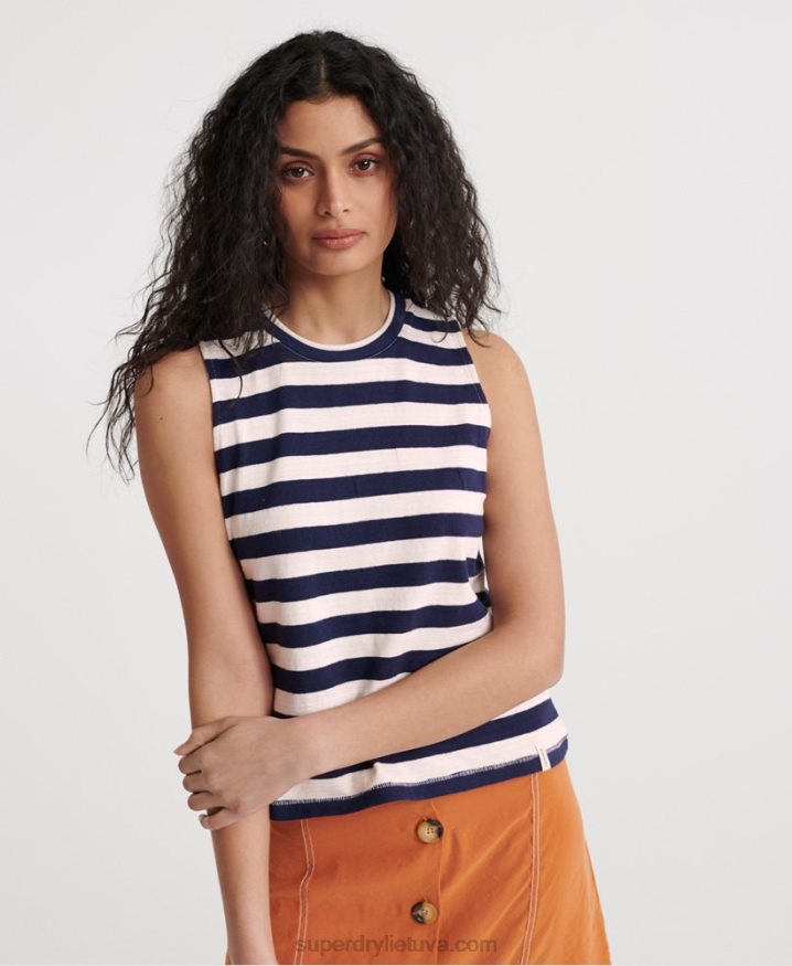 Superdry Summer Stripe Vest Navy Women