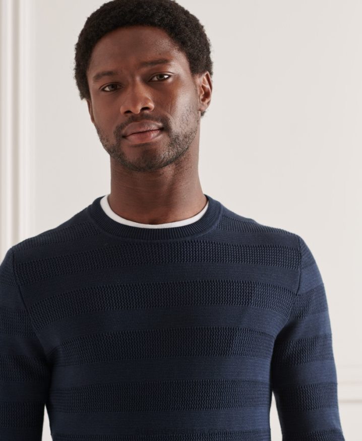 Superdry Supima Textured Crew Jumper Navy Men