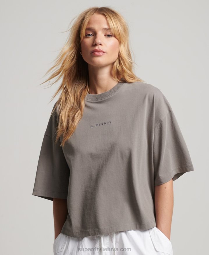 Superdry Surplus Micro Oversized Boxy T-Shirt Grey Women