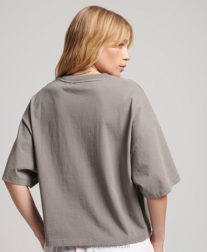 Superdry Surplus Micro Oversized Boxy T-Shirt Grey Women