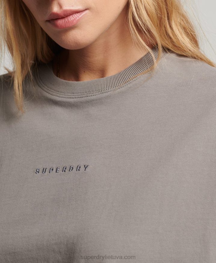 Superdry Surplus Micro Oversized Boxy T-Shirt Grey Women