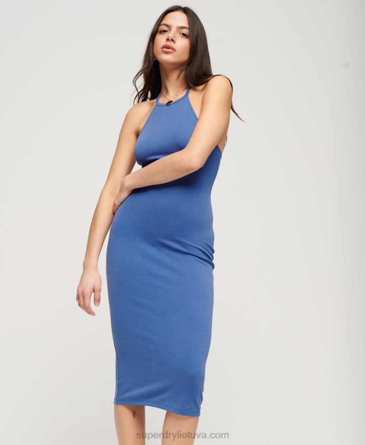 Superdry T Back Jersey Midi Dress Blue Women