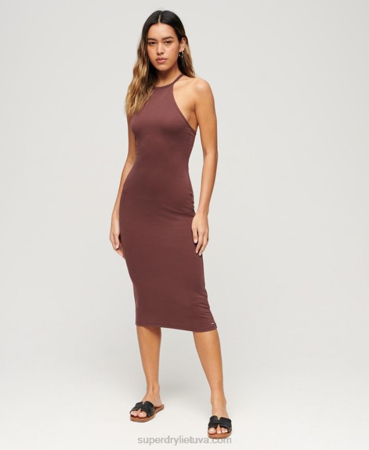 Superdry T Back Jersey Midi Dress Brown Women