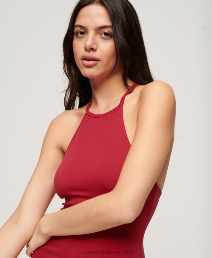 Superdry T Back Jersey Midi Dress Red Women