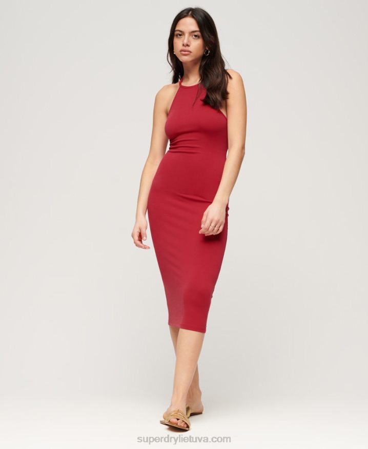 Superdry T Back Jersey Midi Dress Red Women