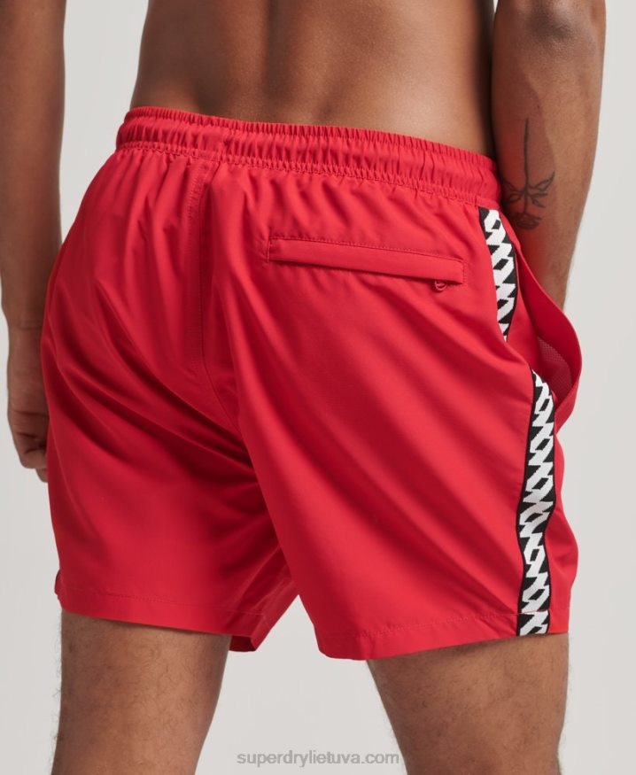 Superdry Tape 15 Inch Recycled Swim Shorts Red Men