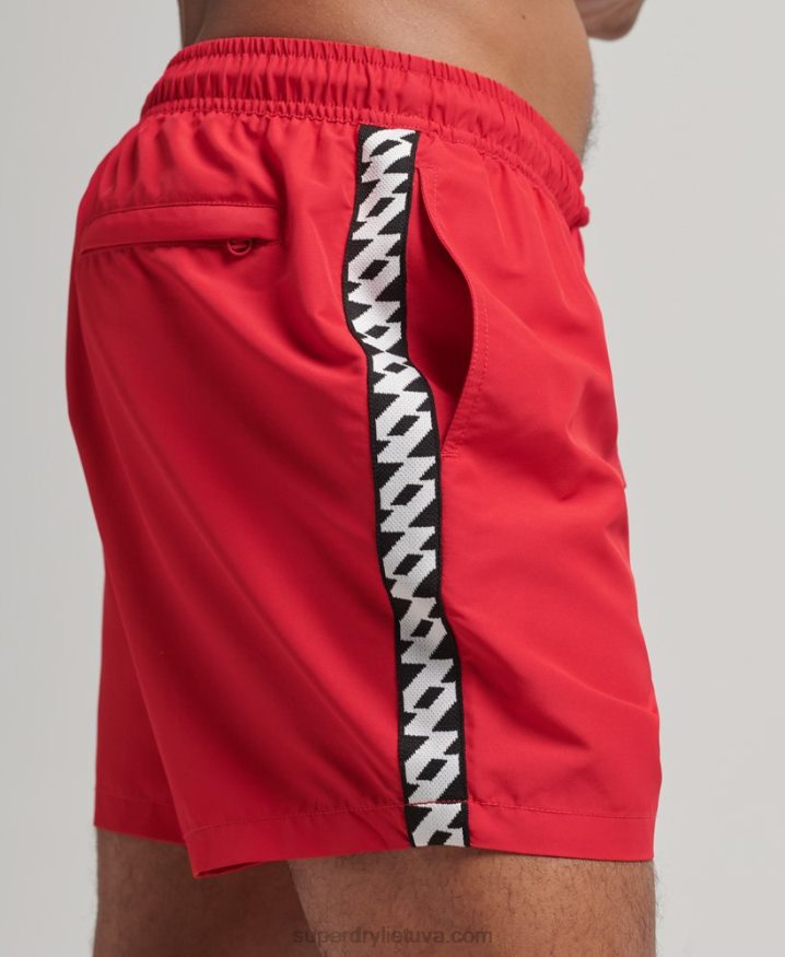 Superdry Tape 15 Inch Recycled Swim Shorts Red Men