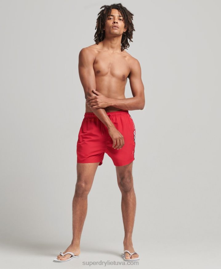 Superdry Tape 15 Inch Recycled Swim Shorts Red Men