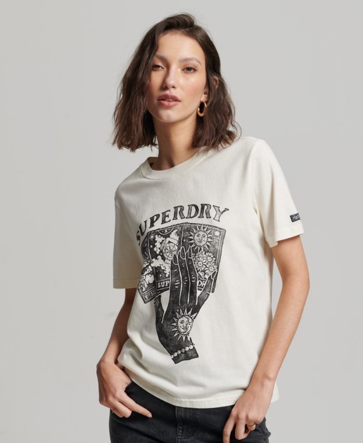 Superdry Tarot Cards Graphic T-Shirt White Women