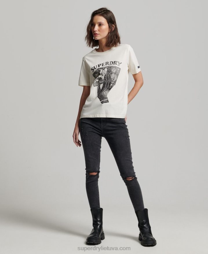 Superdry Tarot Cards Graphic T-Shirt White Women