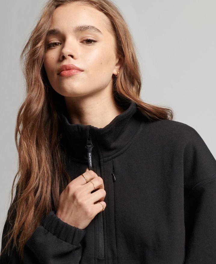 Superdry Tech Batwing Half Zip Sweatshirt Black Women