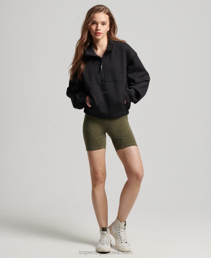 Superdry Tech Batwing Half Zip Sweatshirt Black Women